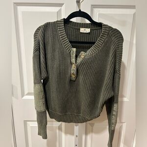 Olive Button-Detail Sweater